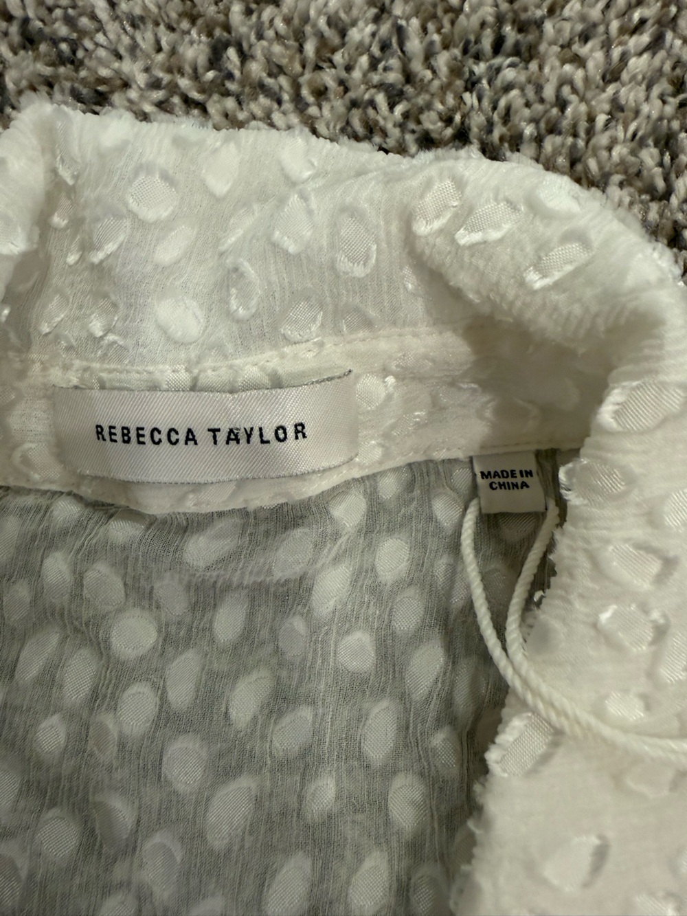Rebecca Taylor Silk Blend Swiss Dot Ruffle Dress Ivory Size 10 Tags Attached - Picture 3 of 15